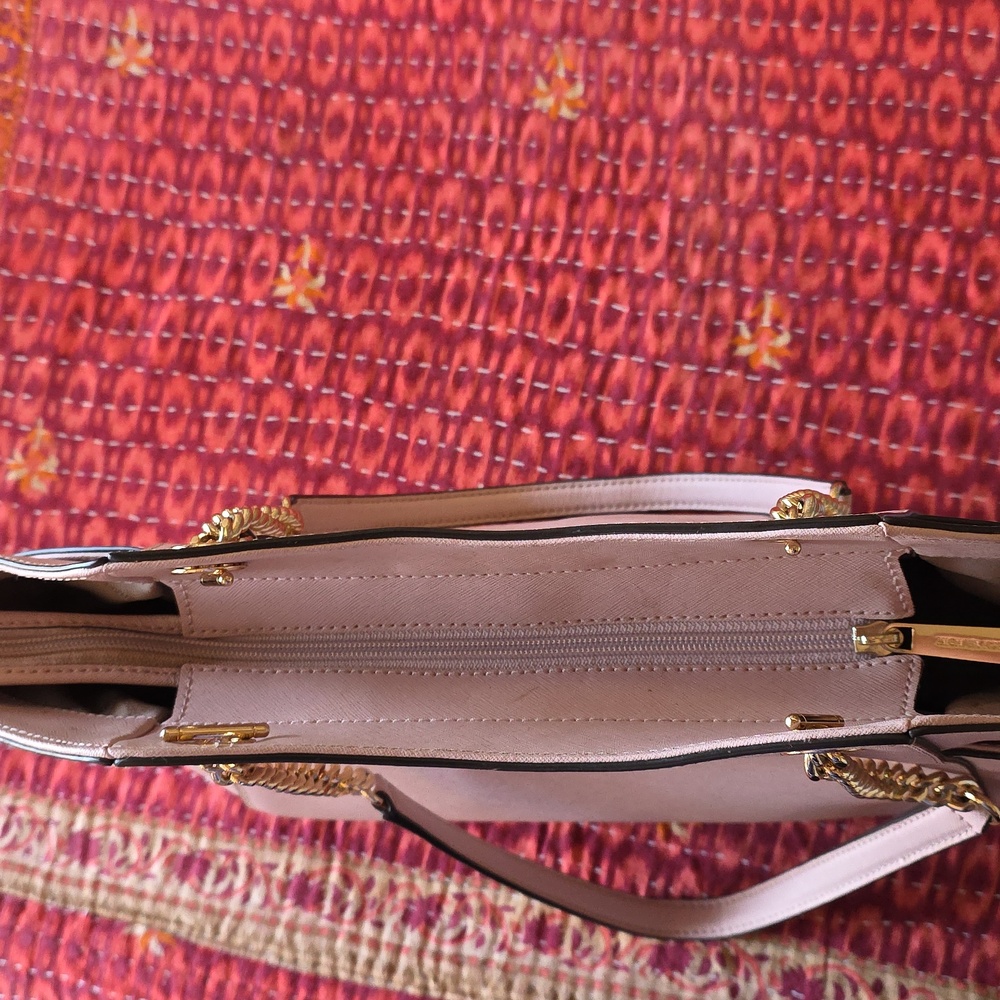 Michael Kors Blush Pink Gold Chain Tote | Feminine Designer Shoulder Bag - Picture 11 of 12